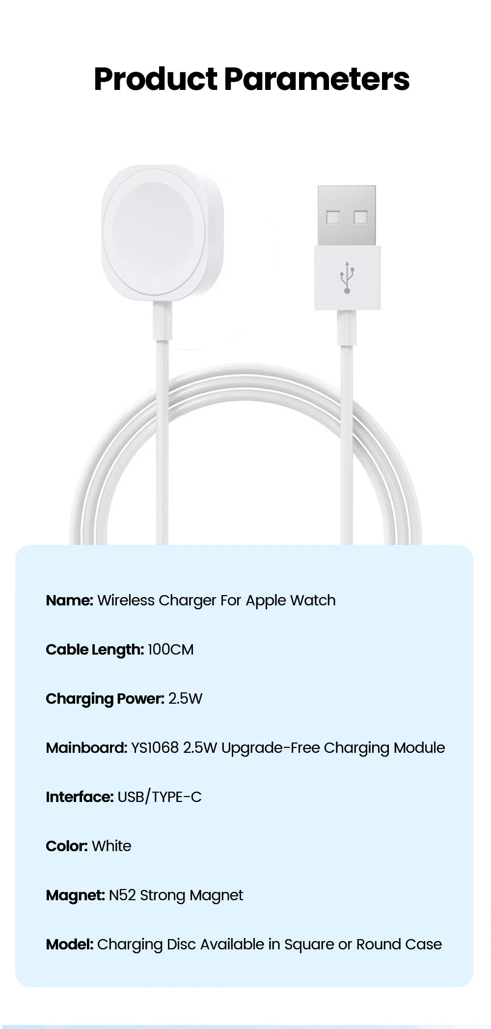 Magnetic Fast Charger for iWatch Series 1-11 & Ultra 1/2 USB-C Cable - 8