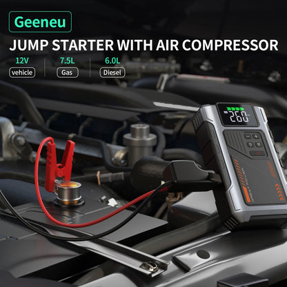 3000A Portable Car Jump Starter with 150PSI Air Compressor & LED Light