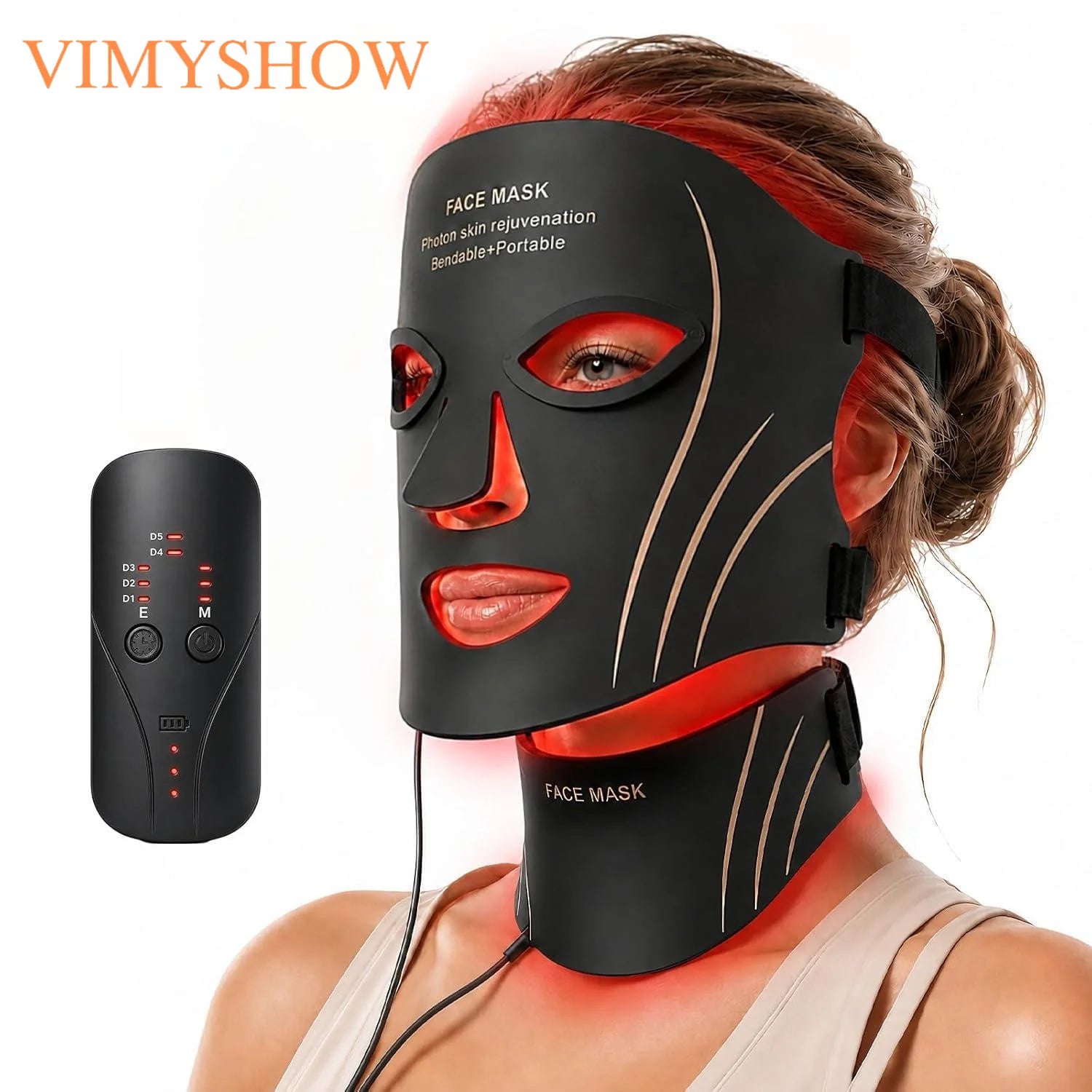 7-Color LED Light Therapy Face and Neck Mask for Skin Rejuvenation - 7