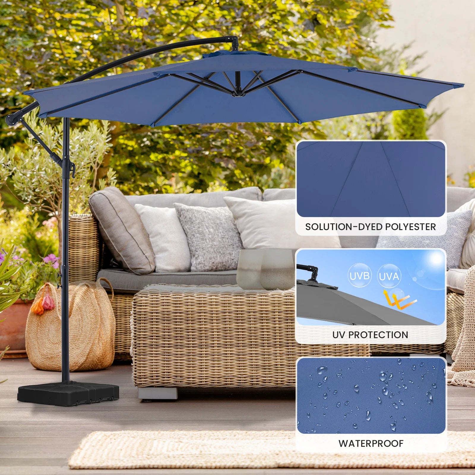 10ft Cantilever Patio Umbrella - Outdoor UV-Resistant Offset Shade - 10