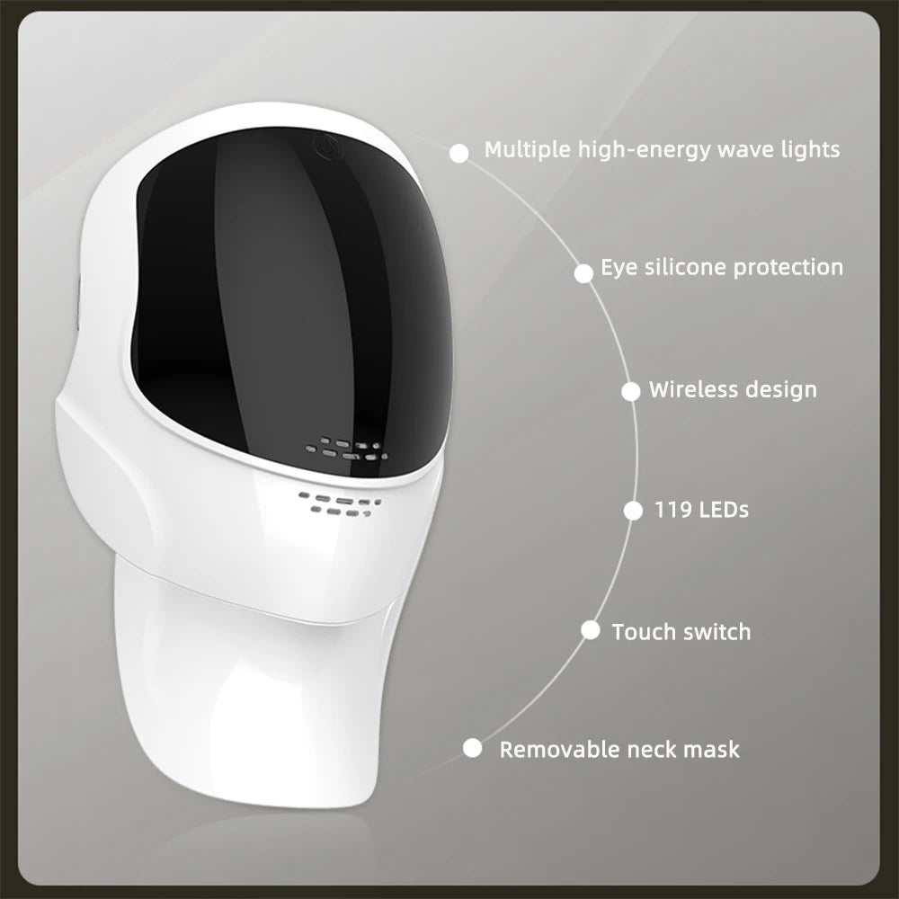 7-Color LED Face & Neck Light Therapy Mask Wireless - 11