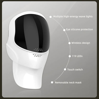 7-Color LED Face & Neck Light Therapy Mask Wireless