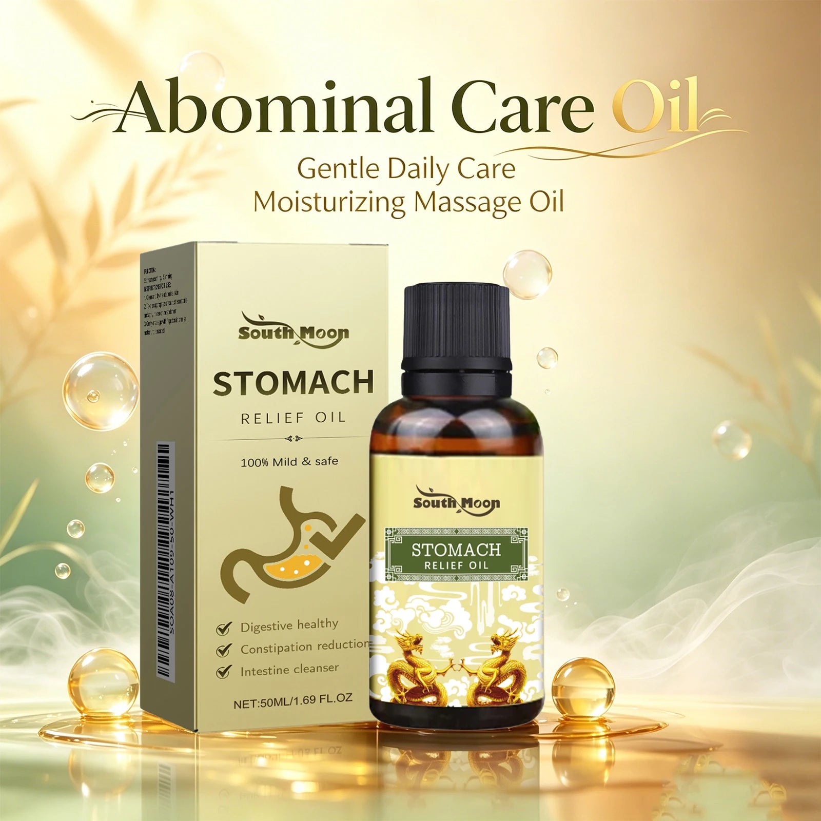 Natural Herbal Abdominal Massage Oil for Digestive Comfort & Constipation Relief - 3