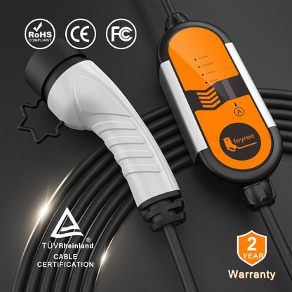 Portable 3.5KW Level 2 EV Charger - Type 2 Adjustable Charging Cable (5m)