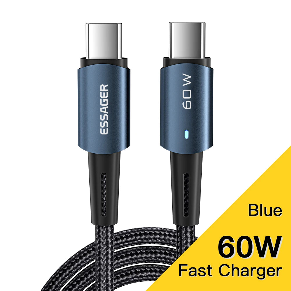 100W USB-C Fast Charging Cable - PD QC 4.0 Data Sync Cord for Laptop & Phone