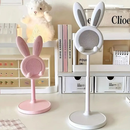 Cute Cartoon Bunny Phone Holder Stand for Desk - Adjustable & Universal Fit