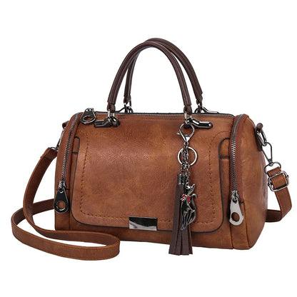 Luxury Tassel Boston Shoulder Bag