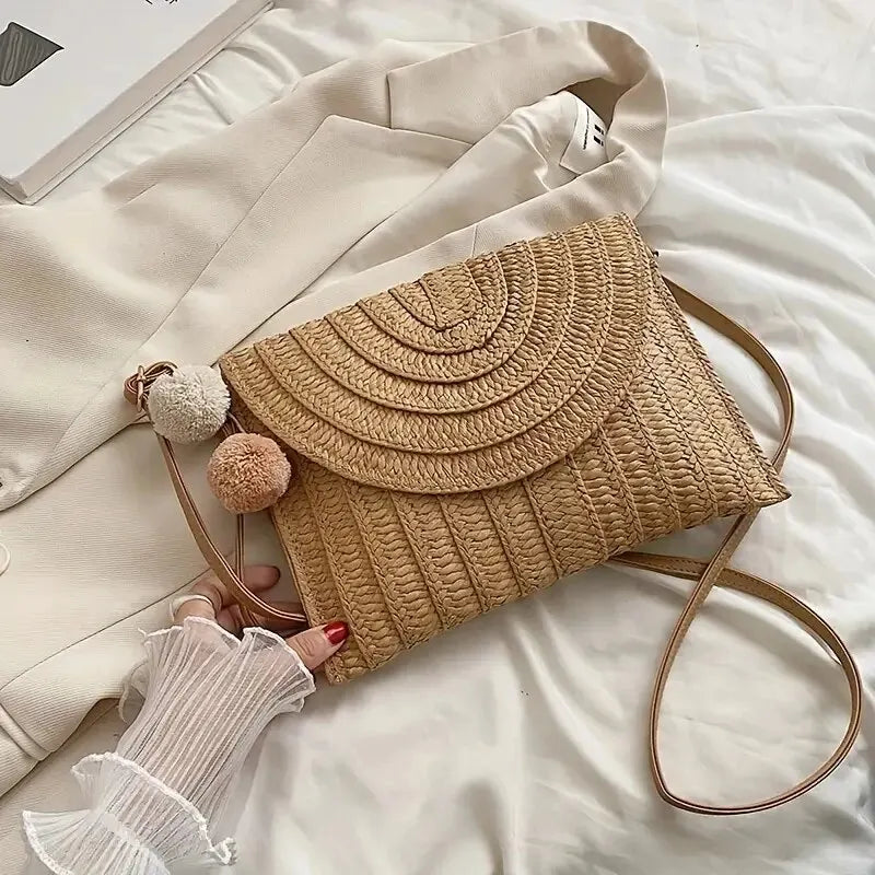 Luxury Woven Straw Beach Clutch