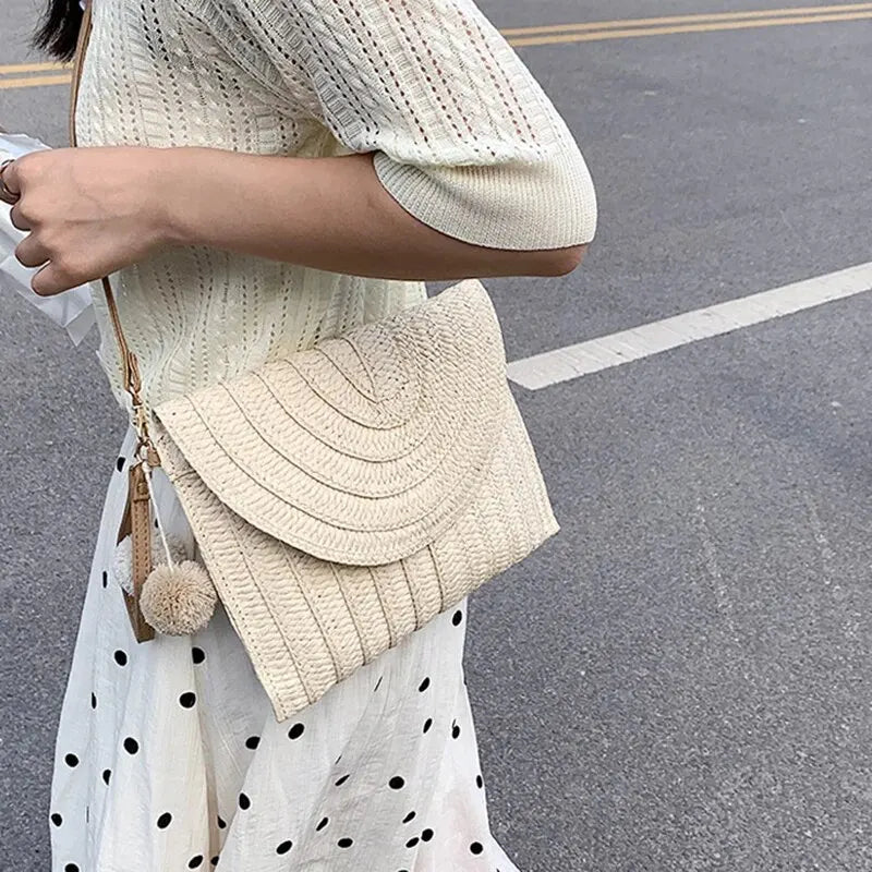 Luxury Woven Straw Beach Clutch