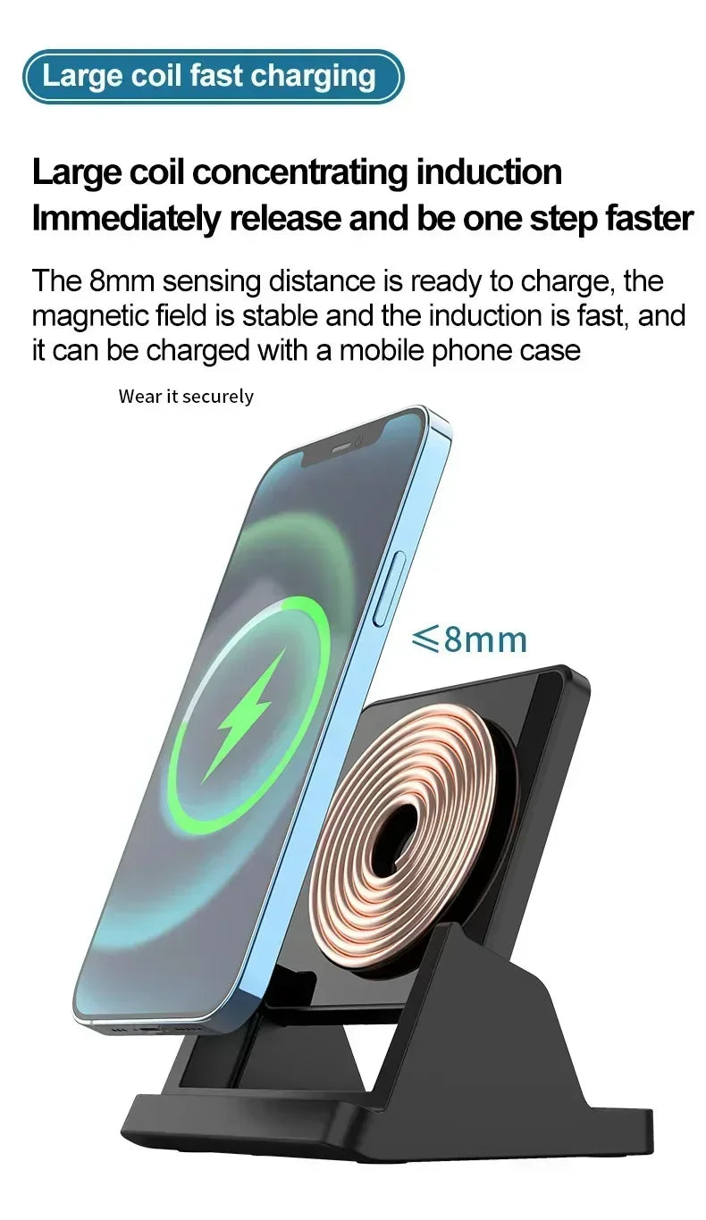 15W Fast Wireless Charging Stand - Vertical & Horizontal Phone Charger
