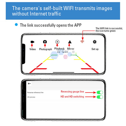 HD Wireless WiFi Backup Camera - Waterproof Car Rear View Camera for iOS & Android