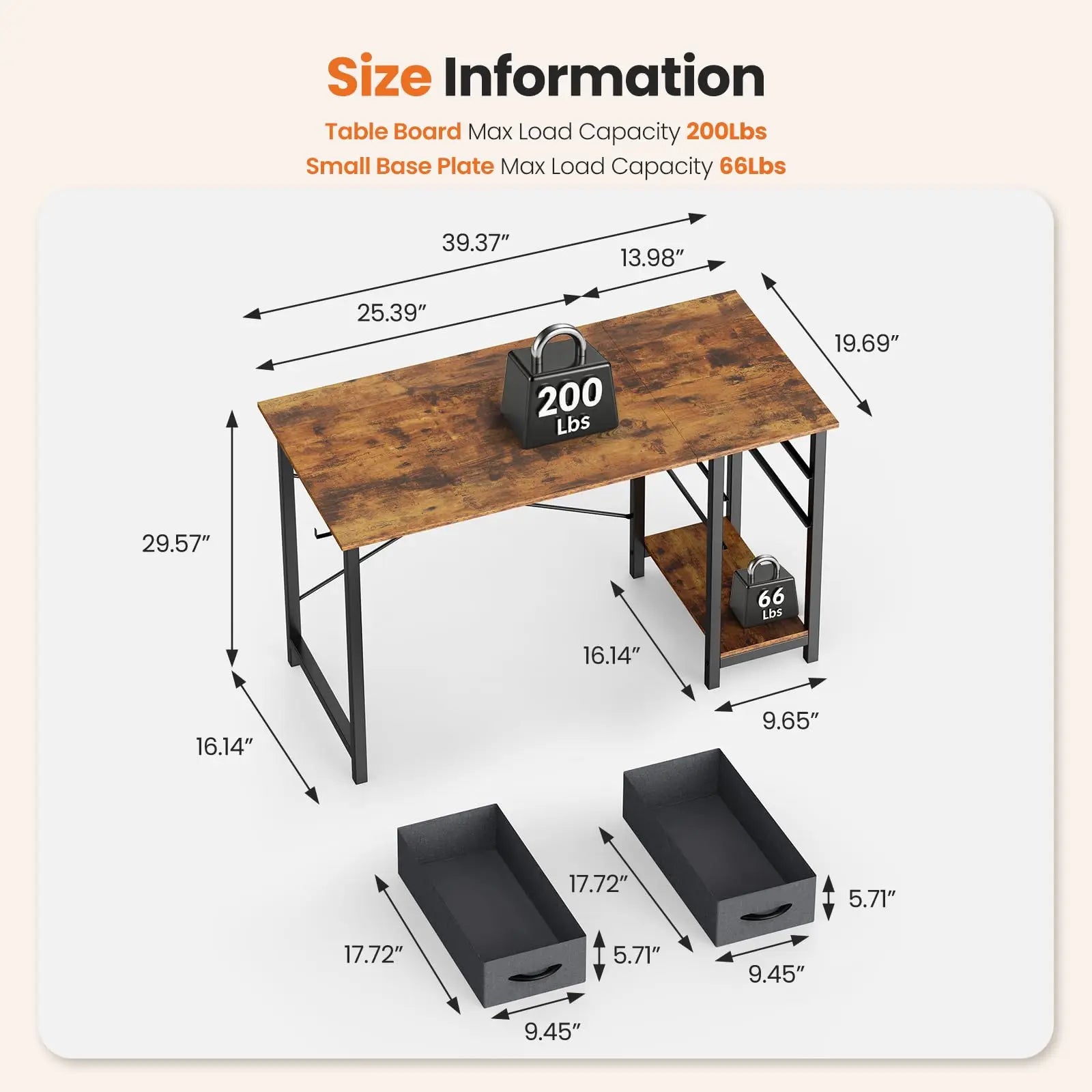 Modern 47-Inch Computer Desk with Reversible Storage Drawers for Home Office - 11