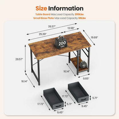 Modern 47-Inch Computer Desk with Reversible Storage Drawers for Home Office
