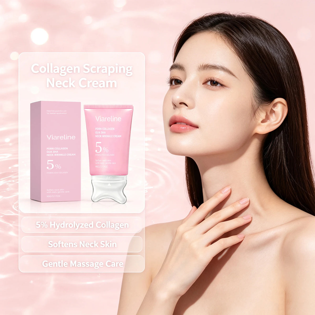 Collagen Neck Firming Cream with Integrated Gua Sha Massage Applicator