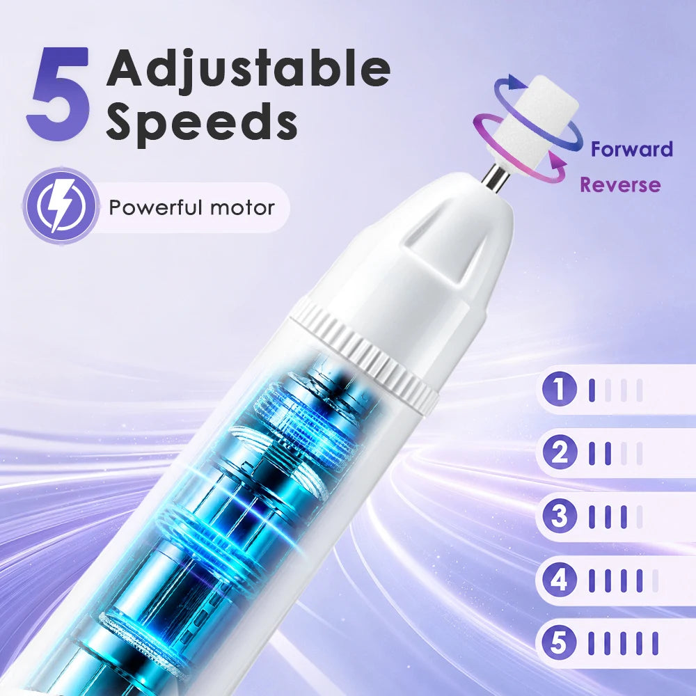 2-in-1 Cordless Electric Nail Drill with Built-in UV Curing Light