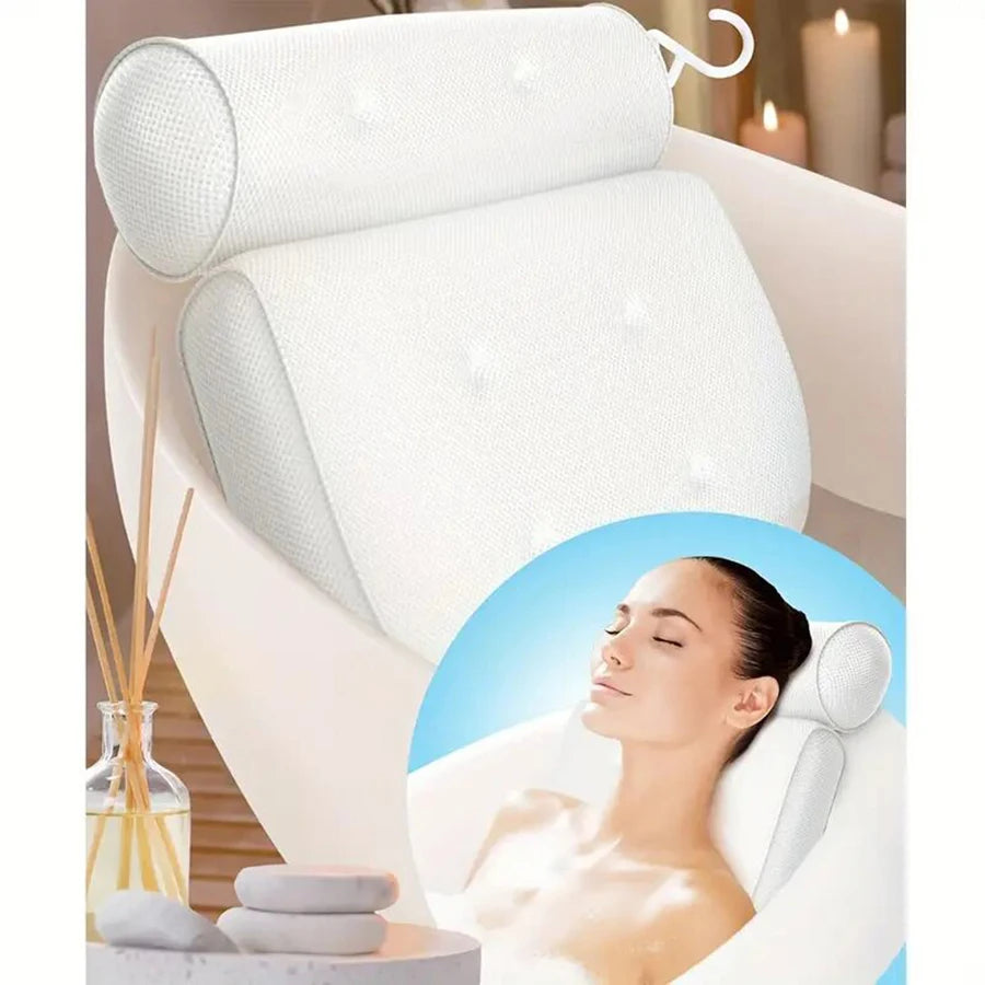 Ergonomic Bath Pillow - Spa Bathtub Cushion for Neck & Back Support with Suction Cups