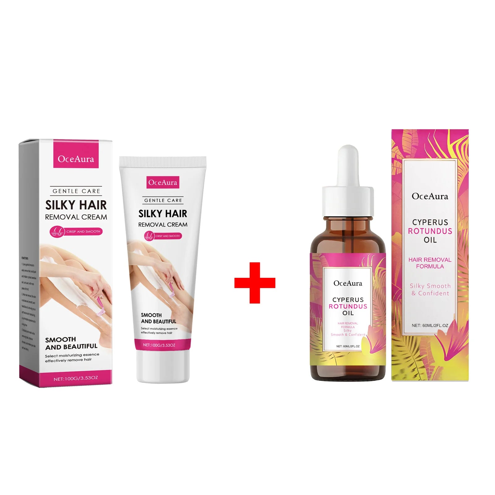 Gentle Body Hair Removal Cream & Soothing Aftershave Oil Set - 18