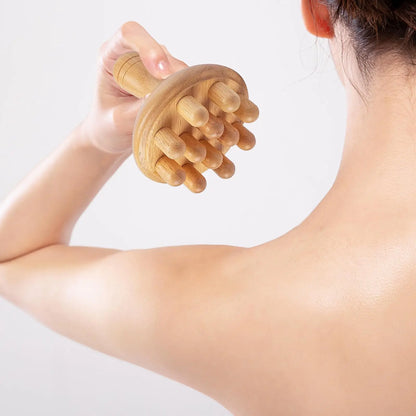 Wooden Mushroom Massager - Manual Wood Therapy Tool for Muscle & Body Relief