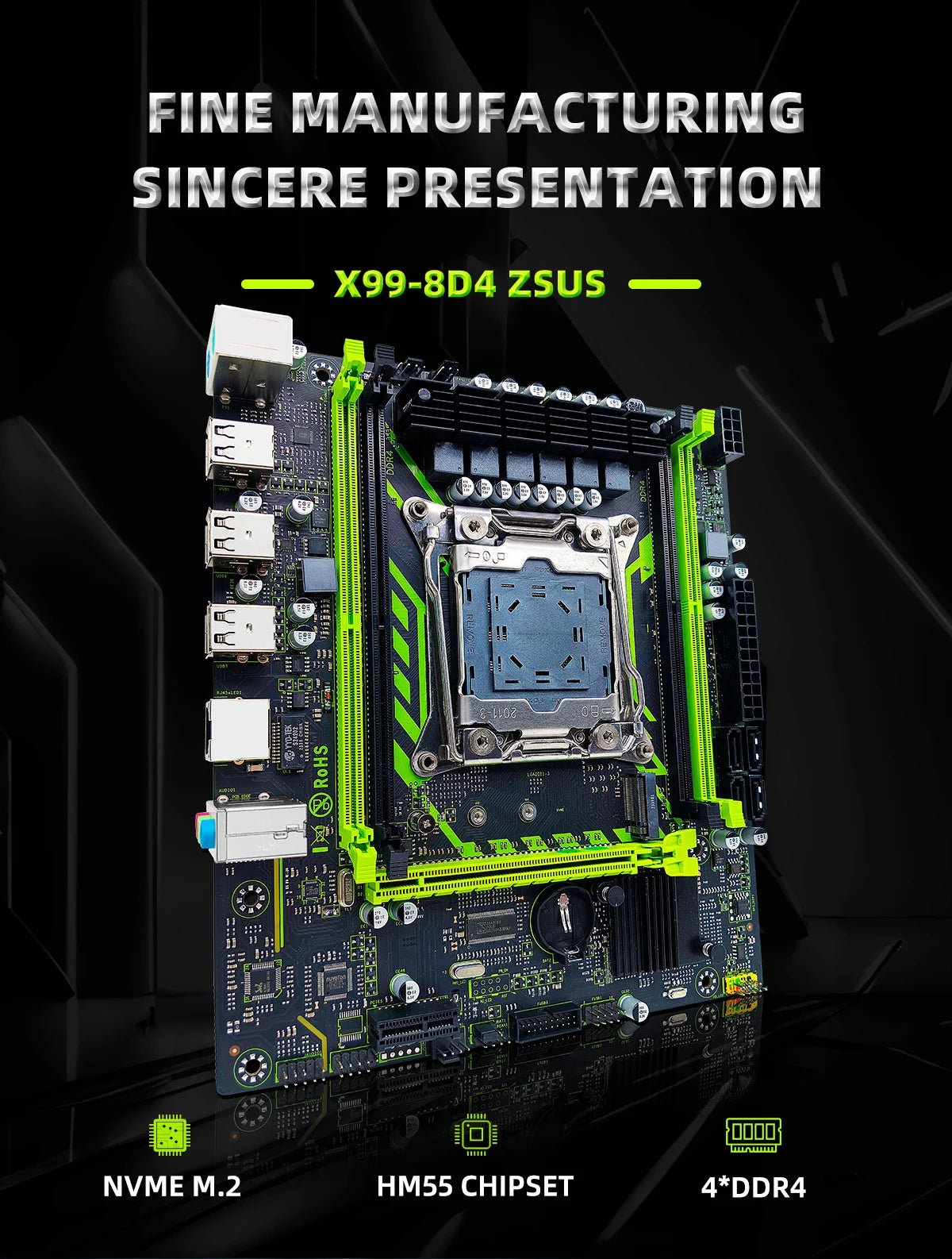 ZSUS X99 LGA2011-3 Motherboard Kit with Xeon E5-2630 v4 & 16GB DDR4 RAM - 7