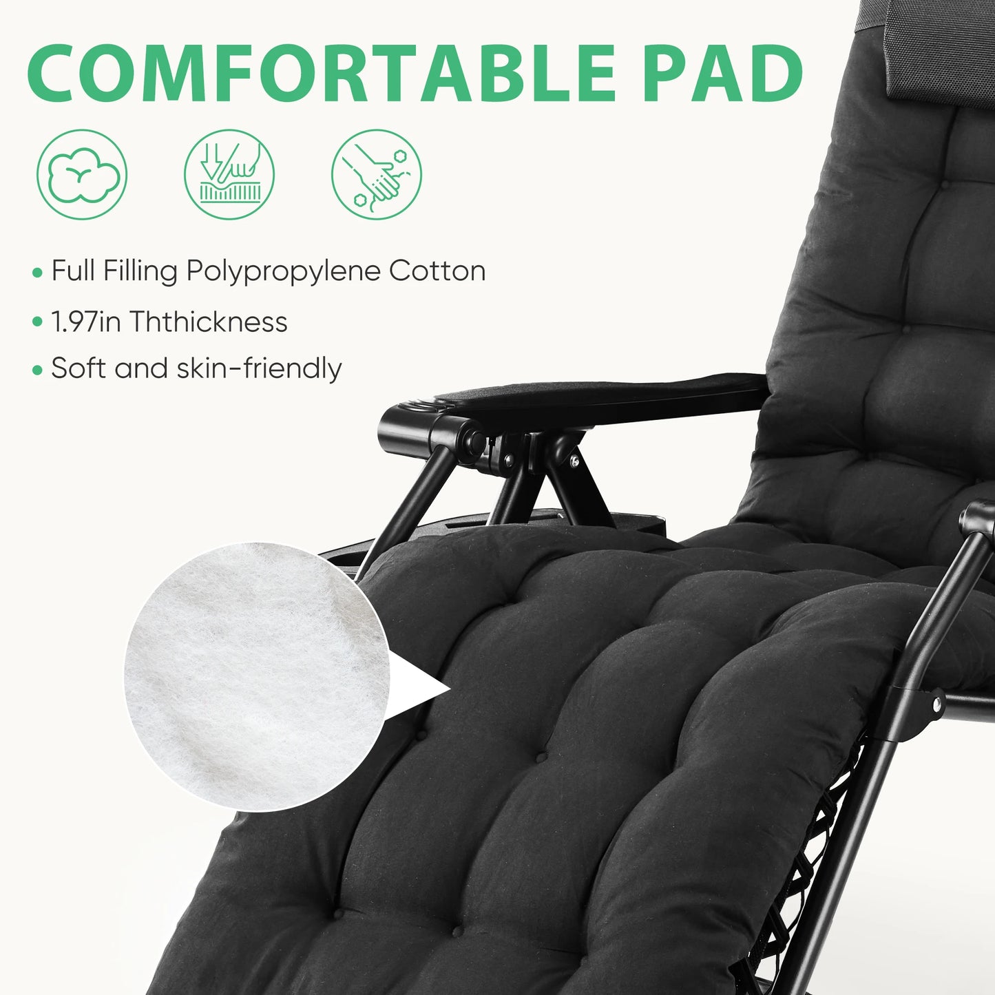 Zero Gravity Recliner Chair - Foldable Outdoor Patio Lounger with Cushion