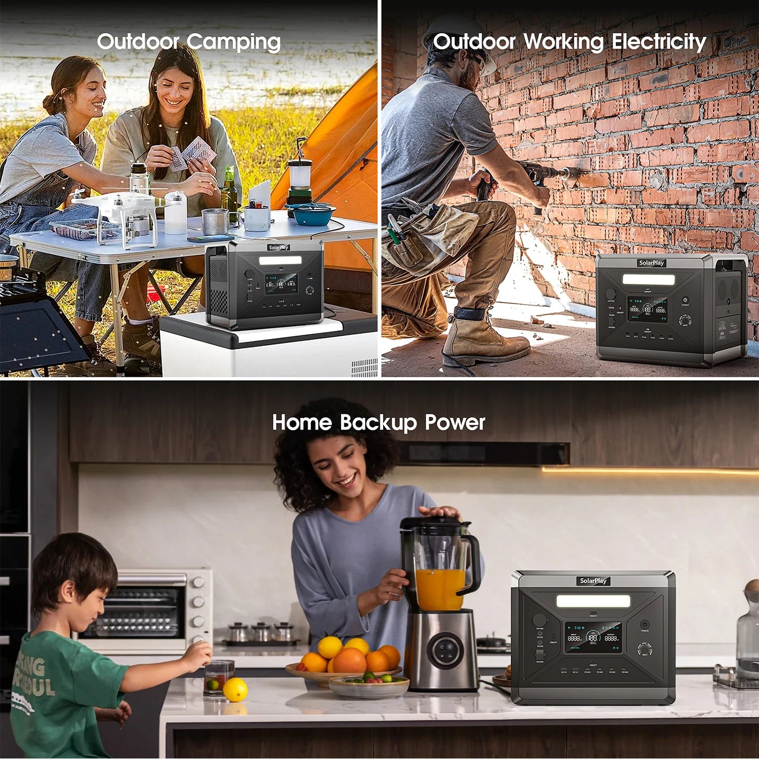 SOLARPLAY Q2501 2160Wh Portable Power Station - 2400W Solar Generator - 6