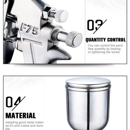 F-75 Professional Pneumatic Air Spray Gun 1.5mm Nozzle for Paint & Furniture