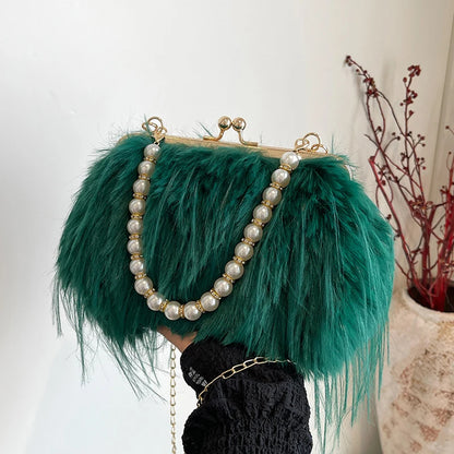 Luxury Plush Pearl Handbag