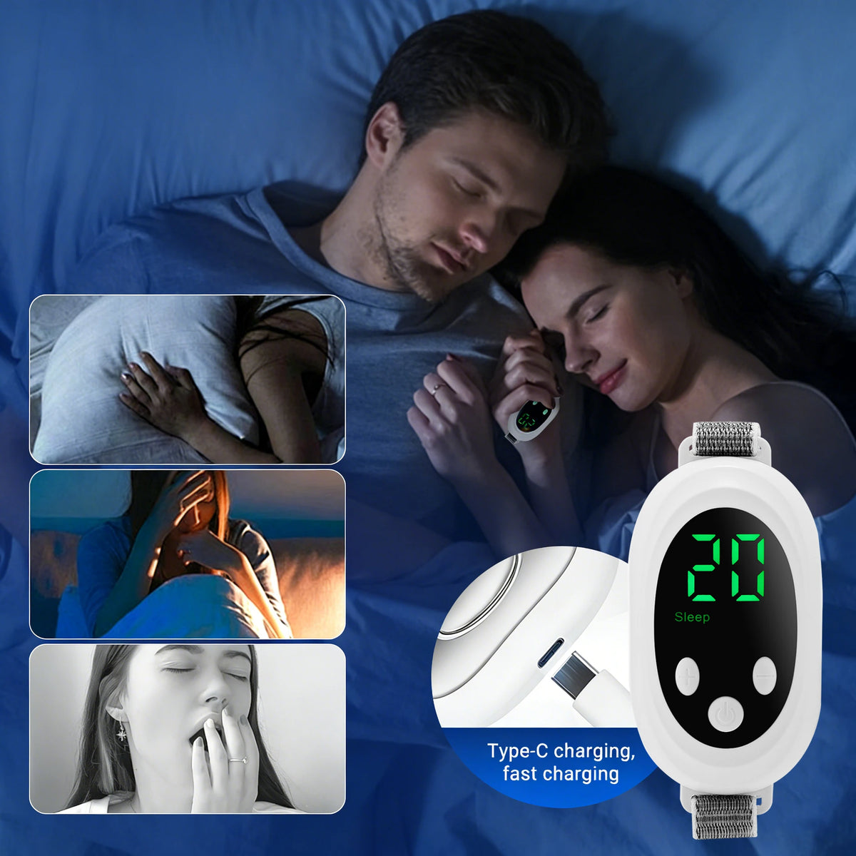 Microcurrent Sleep Aid Device - Handheld Pulse Massager for Anxiety & Insomnia