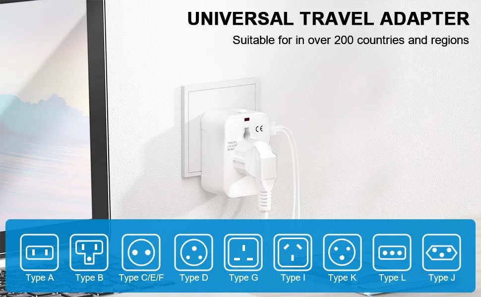 Universal All-in-One Travel Adapter with USB-C for Over 224 Countries - 10
