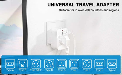 Universal All-in-One Travel Adapter with USB-C for Over 224 Countries