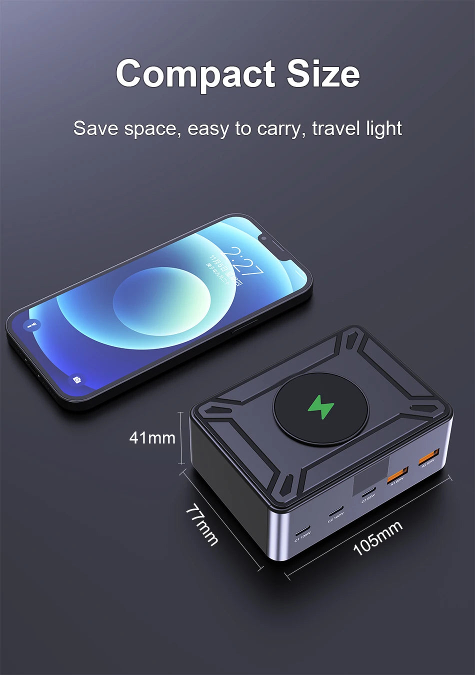 205W GaN Desktop Fast Charger - 6-in-1 USB-C PD Multi-Port Charging Station