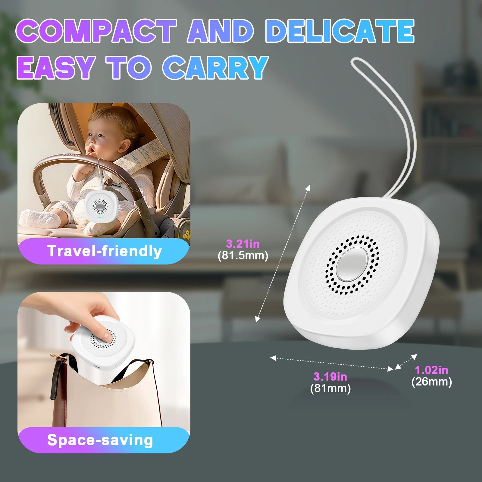 Portable White Noise Sound Machine - Sleep Aid for Babies and Adults - 15