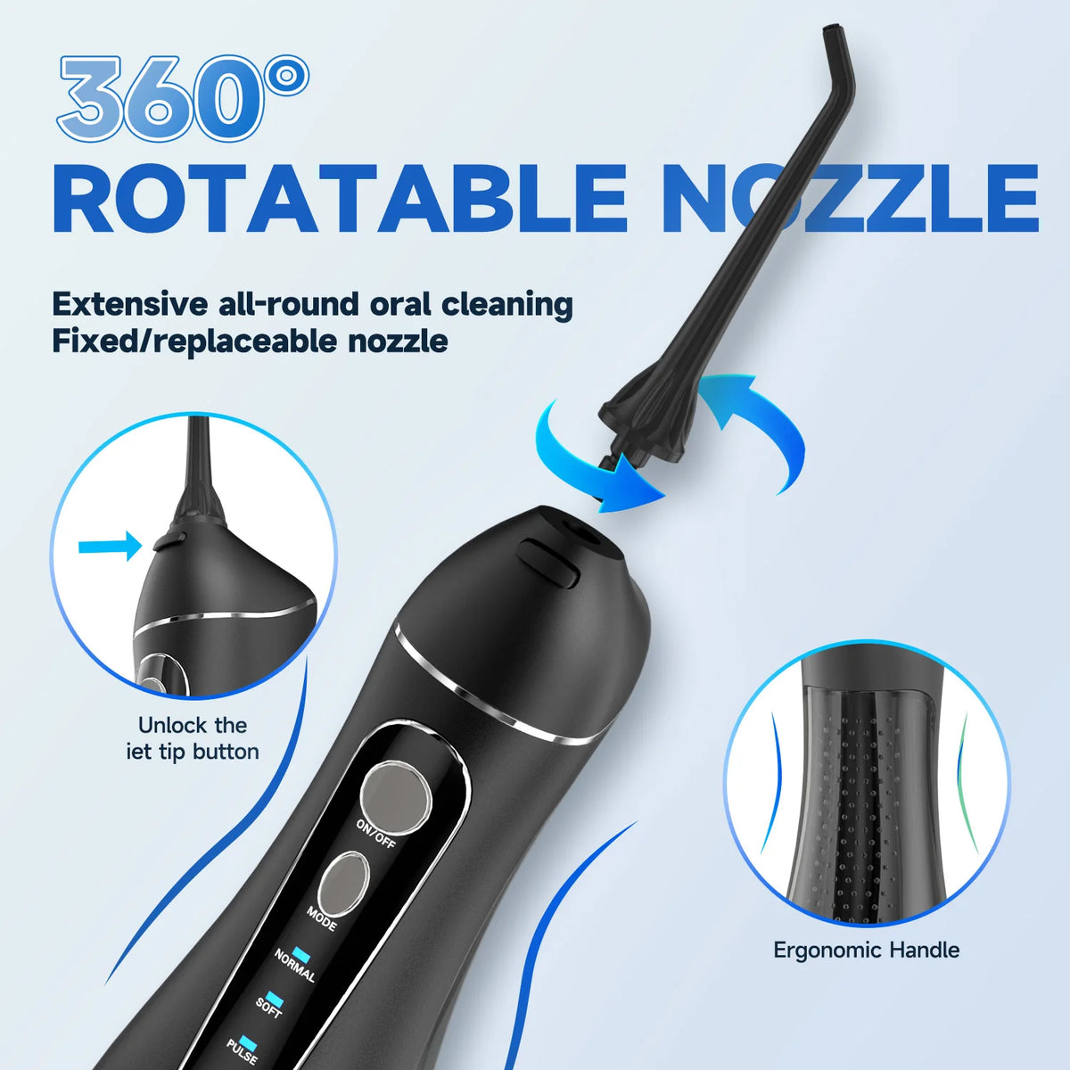Portable Cordless Water Flosser - Rechargeable Oral Irrigator with 4 Cleaning Modes