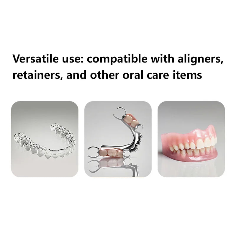 Rotary Denture Cleaning Case with Drainage Tray and Mirror - 4