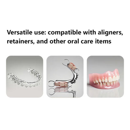 Rotary Denture Cleaning Case with Drainage Tray and Mirror