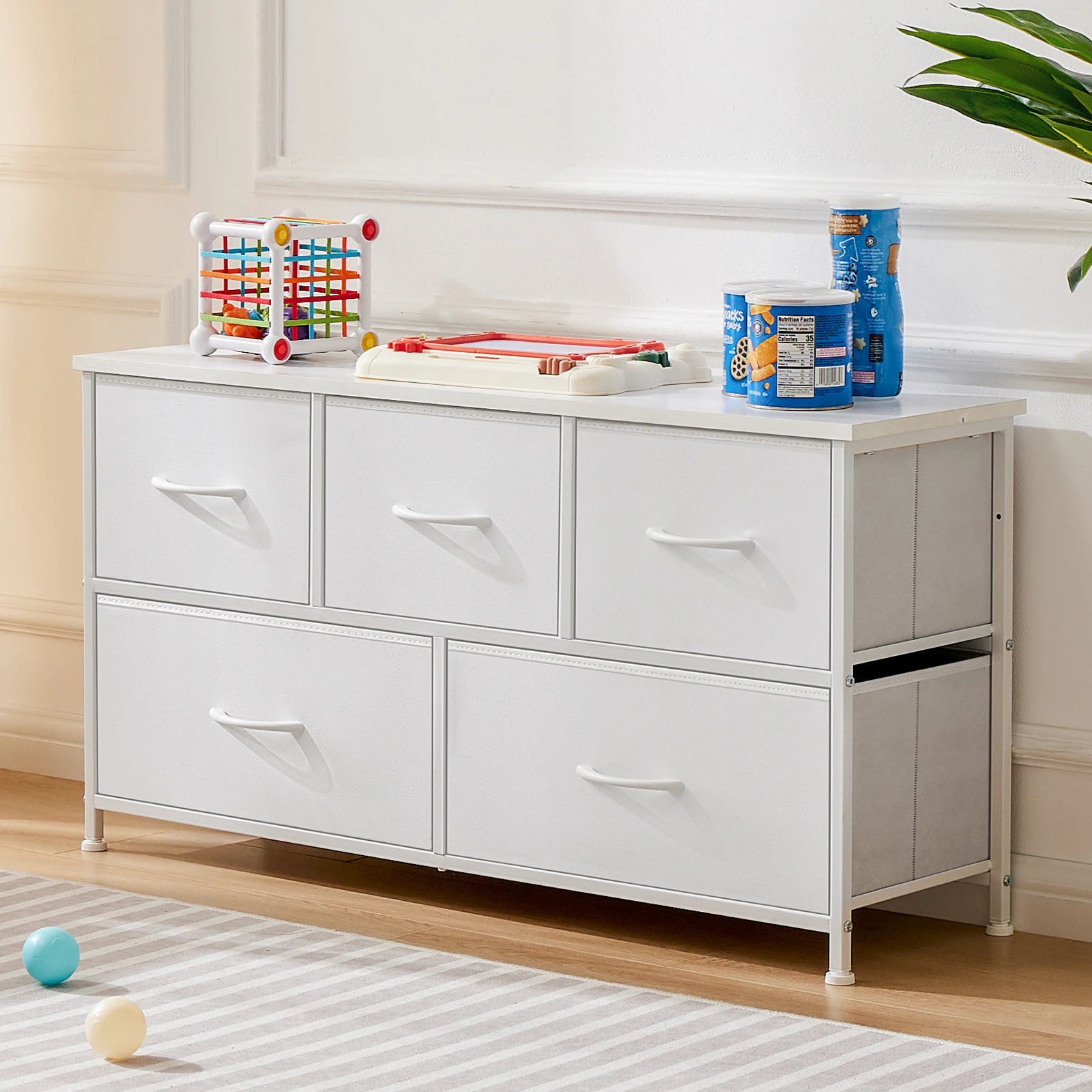 5-Drawer Fabric Dresser Storage Tower with Sturdy Steel Frame - 15