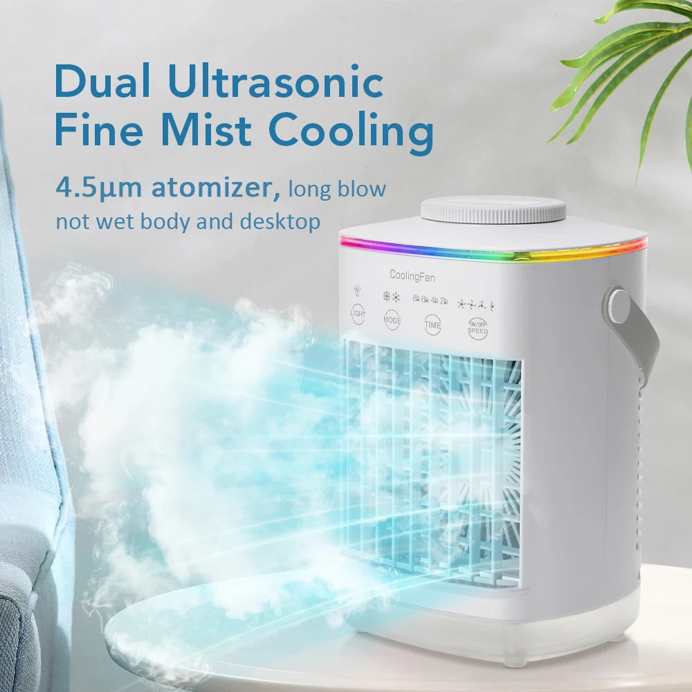 Portable Desktop Air Cooler Fan with Ultrasonic Misting and Ambient Light - 2
