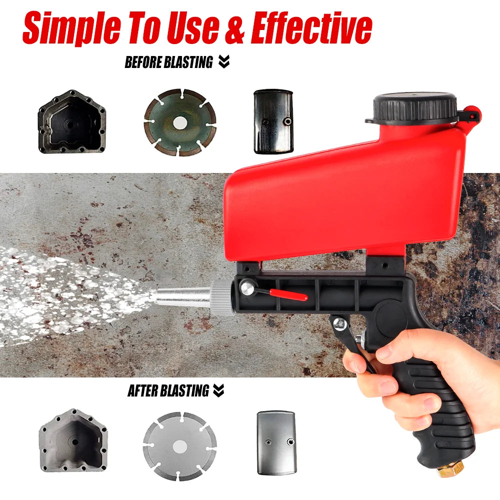 Portable Pneumatic Sandblasting Gun - Gravity Feed Sandblaster for Rust and Paint Removal