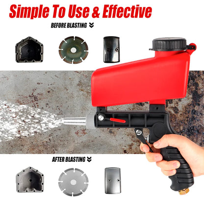 Portable Pneumatic Sandblasting Gun - Gravity Feed Sandblaster for Rust and Paint Removal