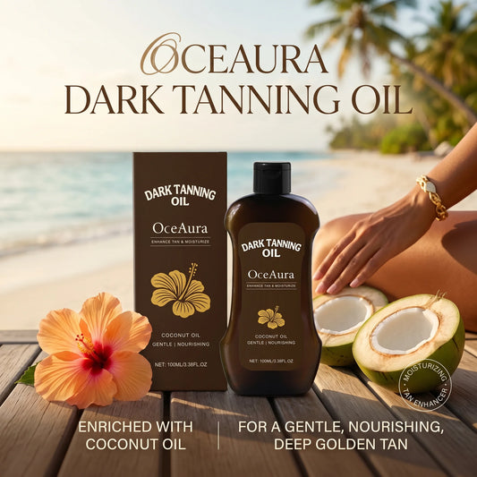 OceAura Coconut Dark Tanning Oil for Deep Bronze Tan & Skin Hydration