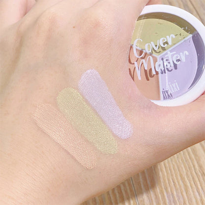 3-Color Cream Concealer Palette for Flawless Skin & Dark Circles