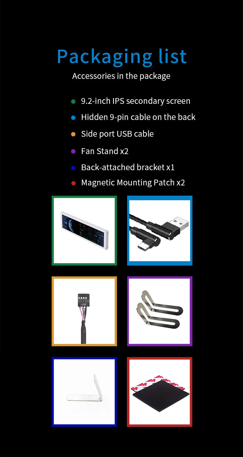 9.2" PC Chassis Secondary Screen - IPS Hardware Monitor for CPU/GPU Stats - 31