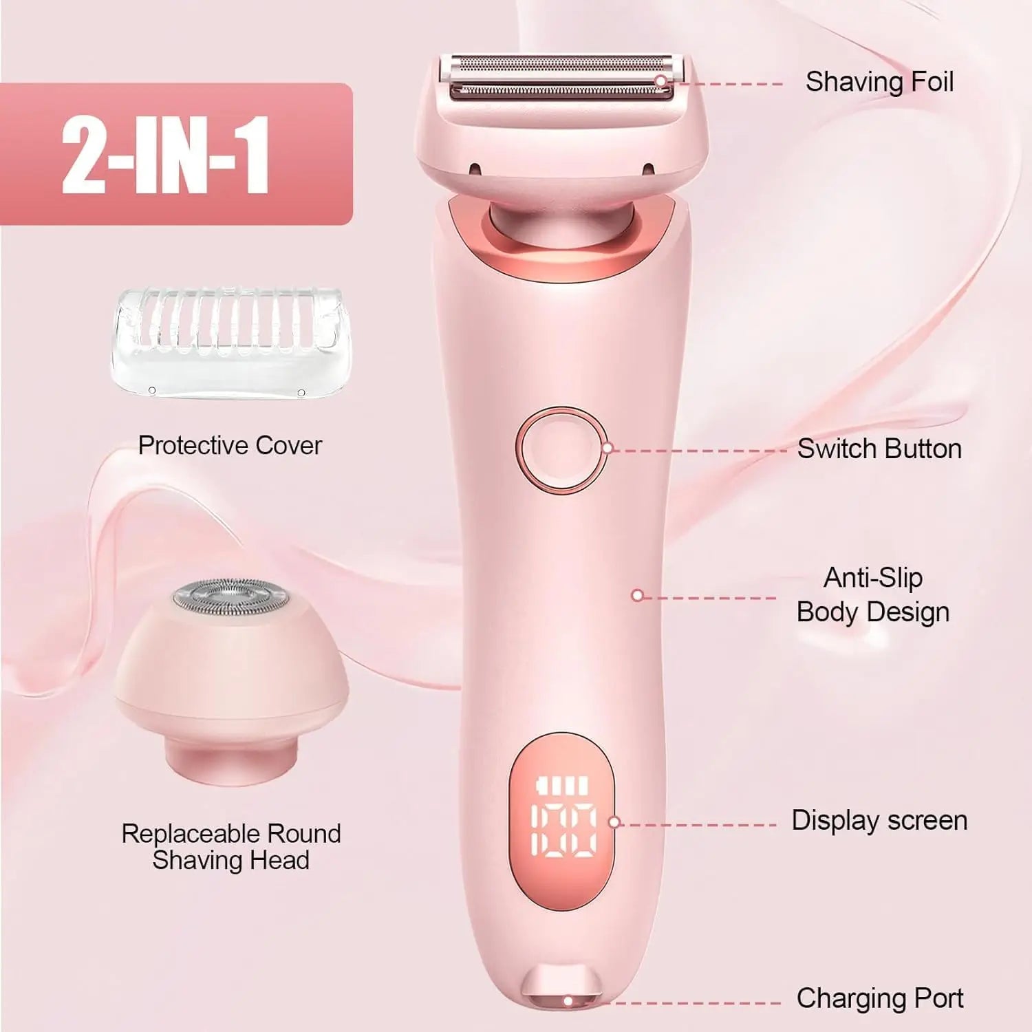 2-in-1 Women’s Electric Shaver & Painless Body Hair Remover - 2