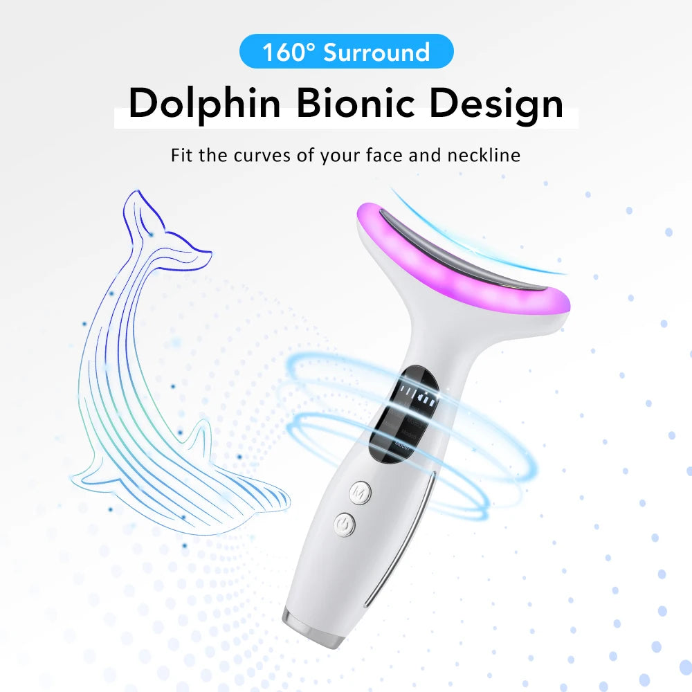 7-Color LED Neck & Face Firming Beauty Device - Microcurrent Skin Tightening Massager