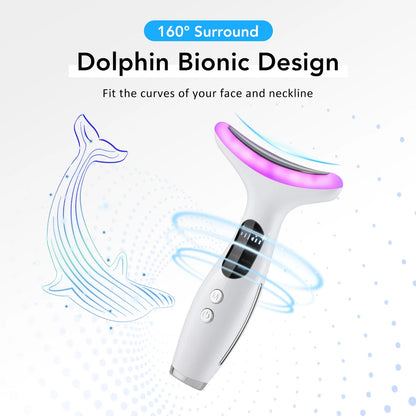 7-Color LED Neck & Face Firming Beauty Device - Microcurrent Skin Tightening Massager