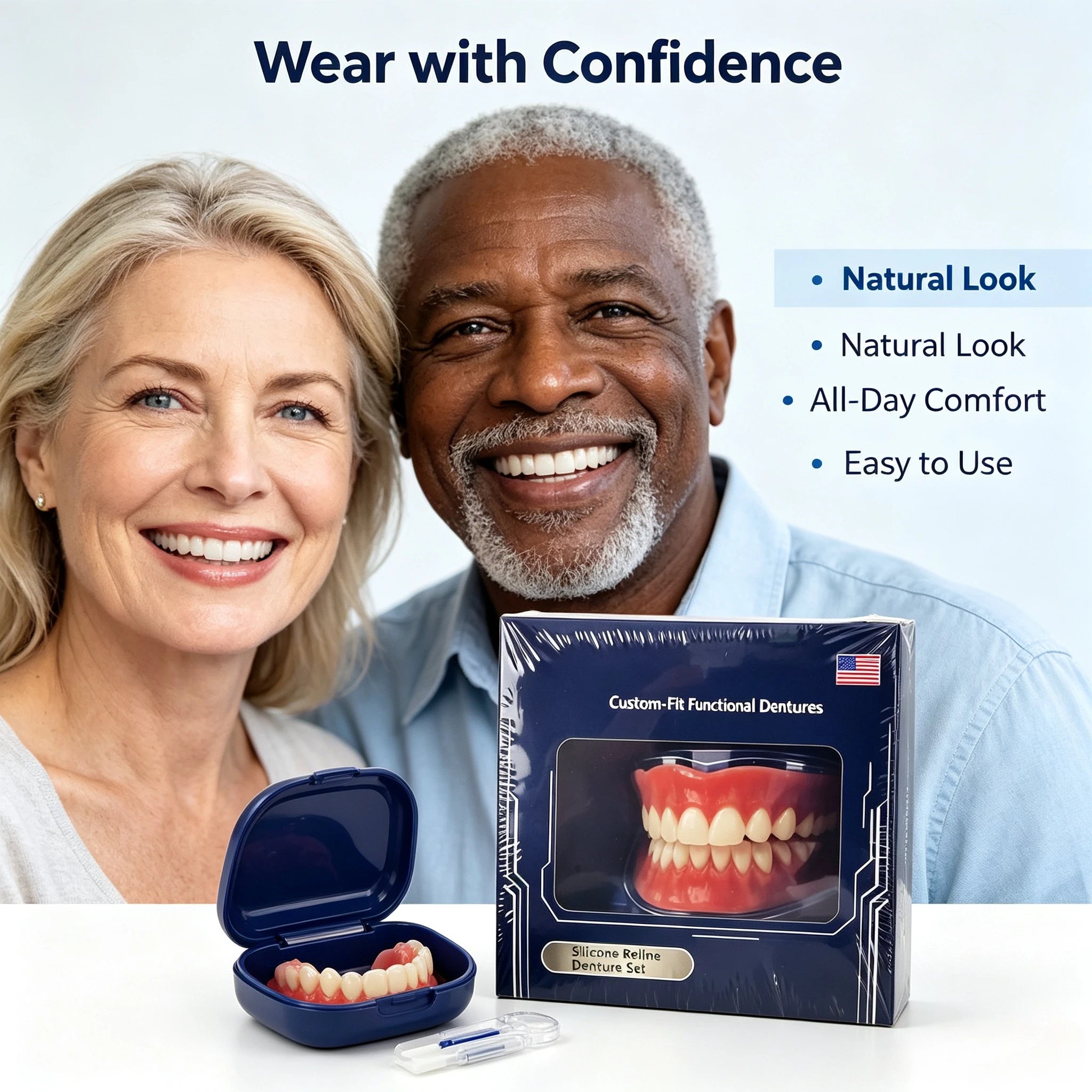 Custom-Fit Silicone Denture Set for Natural Smile & Comfortable Daily Use - 1