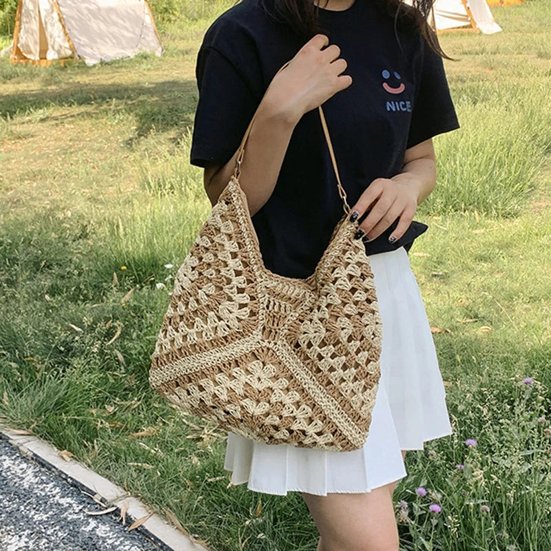 Luxury Woven Straw Beach Bag