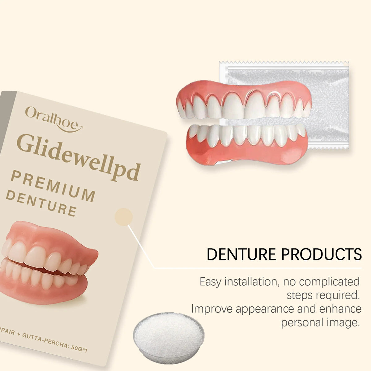 Comfortable Temporary Silicone Denture Set for Instant Smile Restoration