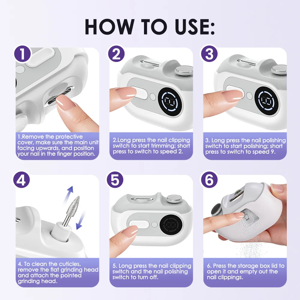 4-in-1 Electric Nail Clipper with UV Lamp and Precision Polisher - 14