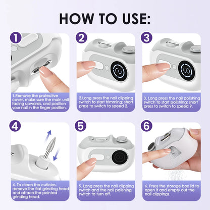 4-in-1 Electric Nail Clipper with UV Lamp and Precision Polisher